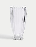 Vase fuselé en verre festonné