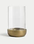Metal & Glass Hurricane Candle Holder