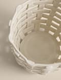 Basket Weave Ceramic Hurricane Candle Holder