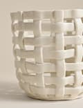 Basket Weave Ceramic Hurricane Candle Holder