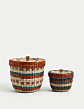 Set of 2 Woven Trinket Boxes