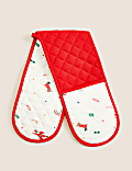 Pure Cotton Christmas Double Oven Glove