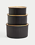 Set of 3 Ribbed Stacking Cake Tins