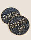 Set of 4 Slogan Beaded Coasters