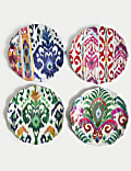 Set of 4 Ikat Brights Picnic Dinner Plates