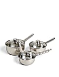 Batterie de 3 casseroles en acier inoxydable