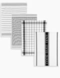 Set of 4 Assorted Design Tea Towels
