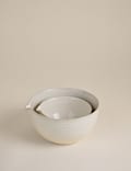 Set of 2 Ceramic Ribbed Nesting Mixing Bowls