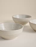 3pk Ceramic Ribbed Pinch Bowls