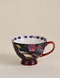 Bird & Floral Print Footed Mug