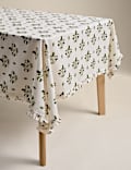 Cotton Rich Christmas Block Print Tablecloth