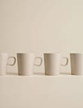 Set of 4 Ribbed Ceramic Cappucino Cups