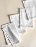 Lot de 4 serviettes de table 100 % coton à bordure ornée de perles