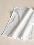 Lot de 4 serviettes de table 100 % coton à bordure ornée de perles