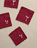 Set of 4 Embroidered Logo Cocktail Napkins