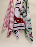 Set of 3 Pure Cotton Festive Tea Towels