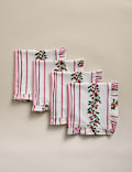 Set of 4 Cotton with Linen Striped Napkins
