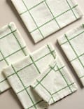 Set of 4 Pure Cotton Checked Napkins