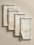 4pk Cotton Rich Checked Napkins