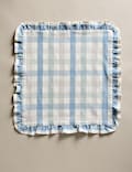 Set of 4 Cotton with Linen Ruffle Gingham Napkins