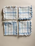 Set of 4 Cotton with Linen Ruffle Gingham Napkins