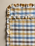 Set of 4 Cotton with Linen Ruffle Gingham Napkins