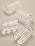 Set of 4 Ribbed Picnic Hi Ball Glasses