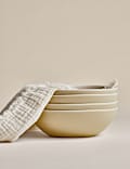 Set of 4 Linen Reactive Picnic Cereal Bowls