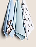 Set of 3 Pure Cotton Dachshund Tea Towels