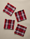 Set of 4 Cotton Rich Tartan Napkins