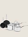 Lot de 5&nbsp;poêles et casseroles en acier inoxydable