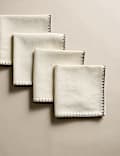 Set of 4 Pure Cotton Blanket Stitch Napkins