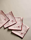 Lot de 4 serviettes de table 100 % coton à nœud