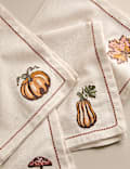 4pk Cotton Rich Harvest Embroidered Napkins