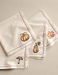 4pk Cotton Rich Harvest Embroidered Napkins