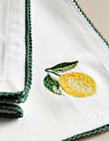 Set of 4 Pure Cotton Lemon Embroidered Napkins