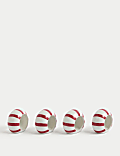 Set of 4 Ceramic Striped Napkin Rings