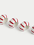 Set of 4 Ceramic Striped Napkin Rings