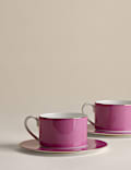 Set of 2 Bone China Cups & Saucers