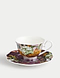 Set aus Tasse & Unterteller mit Blumenmuster