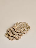 Lot de 4 dessous de verre festonnés de perles