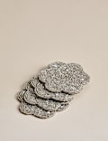 Set of 4 Beaded Scallop Coasters