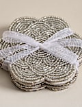 Set of 4 Beaded Scallop Coasters