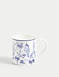 Mug bleu marine à motif Londres façon toile