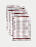 Set of 5 Checked Terry Tea Towels