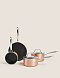 Lot de 4&nbsp;casseroles antiadhésives en aluminium cuivré