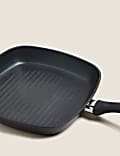 Grande poêle grill noire antiadhésive 26 cm en aluminium