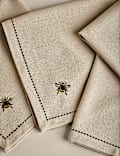 Set of 4 Embroidered Bee Cotton Napkins