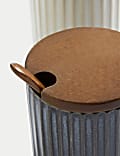 Set of 2 Ribbed Storage Jars with Spoons