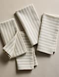 Set of 4 Cotton with Linen Thin Stripe Napkins